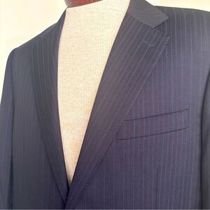Canali Brown Blazer Elegant Tailored Design Pure Wool Sz 52EU 42 US Striped MINT